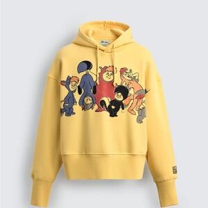 Zara Yellow Cartoon Graphic Hoodie